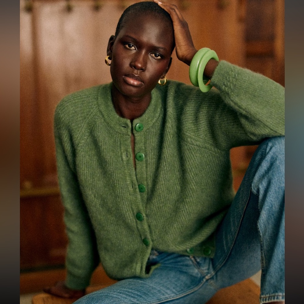 Sezane Othello Cardigan Laurel - Size XL